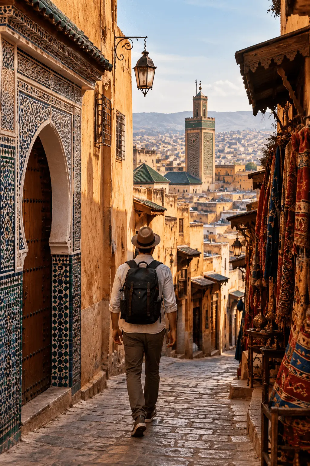Narrow alleyway of Talaa Kebira street in the Fes medina