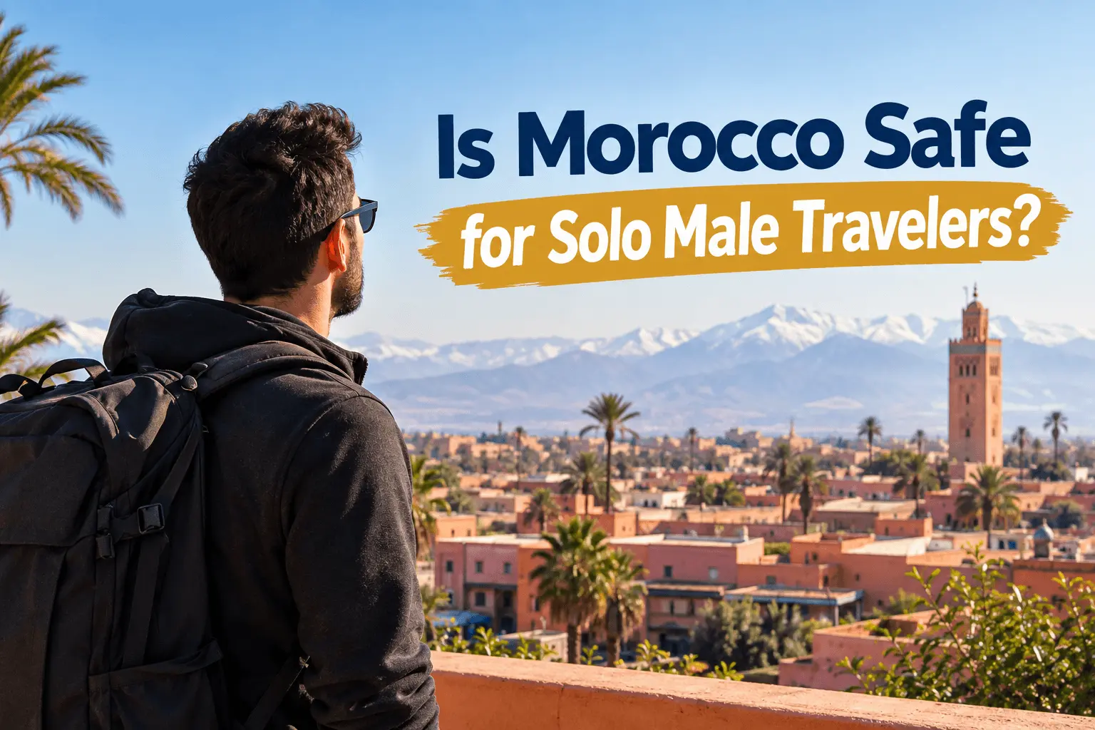 Solo male traveler overlooking Marrakech, is Morocco safe for solo male travelers