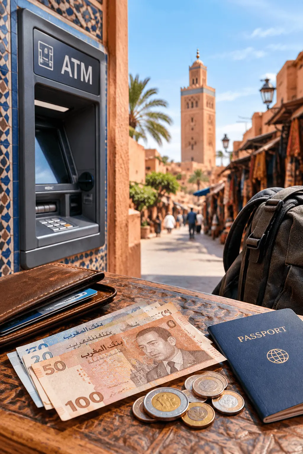 ATM screen in Morocco showing currency conversion choice